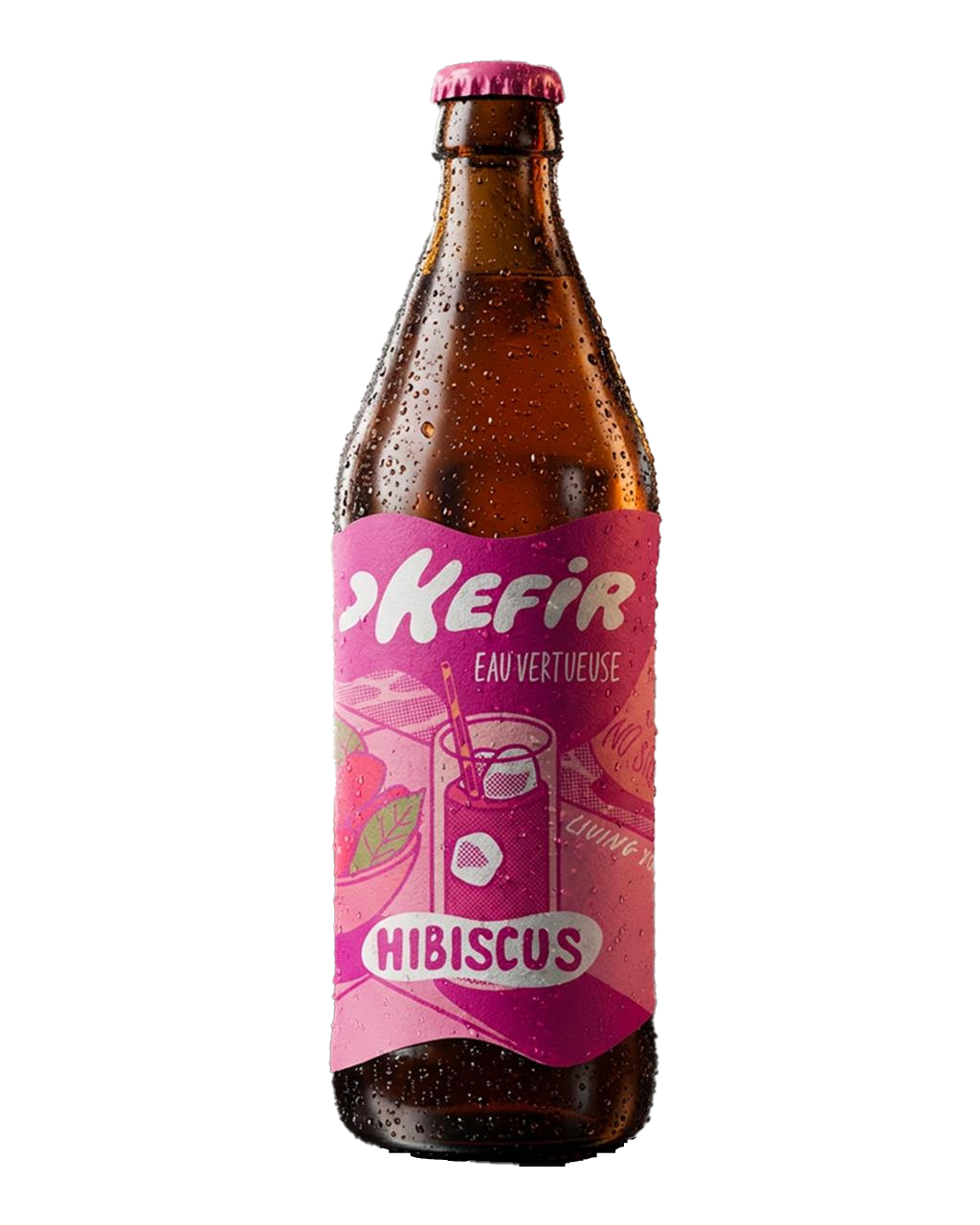 Une bouteille de Kefir saveur Hibiscus